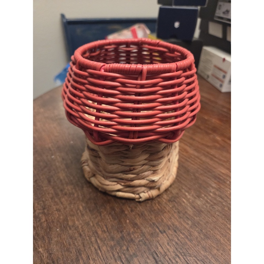 Mushroom Woven Basket Decor - Rattan Utensil Holder Or Brush‎ Holder